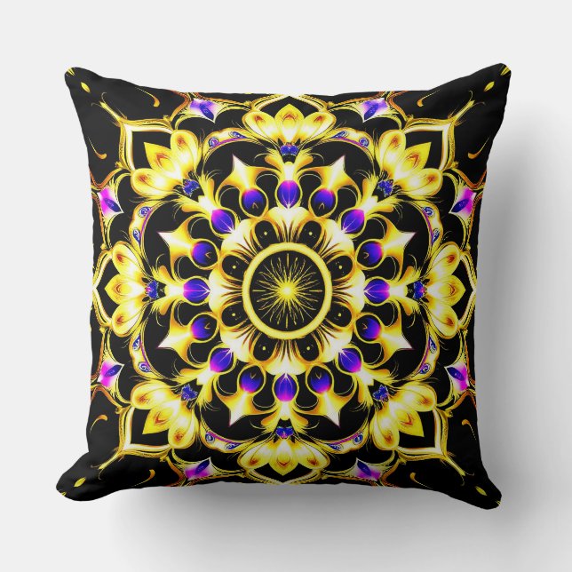 Lebhaftes Verziertes Mandala Design Kissen (Vorderseite)