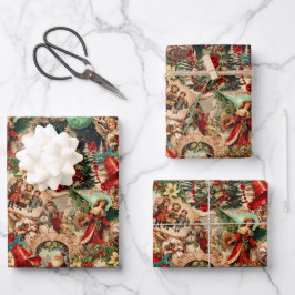 Lebhaftes Viktorianisches Weihnachtsgebäck Geschenkpapier Set