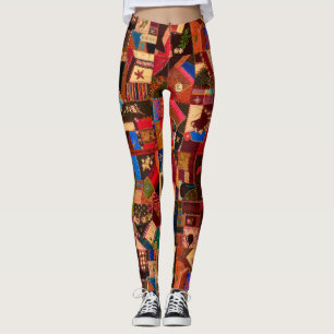 Lebhaftes Vintages Crazy Quilt Leggings