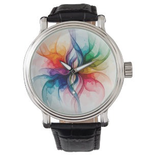 Lebhaftes Wasserfarbenblühen - Abstrakte Blumenpra Armbanduhr
