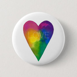 Lebhaftes Wasserfarbenherz "Liebe" Button