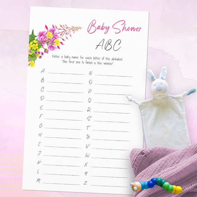 Lebhaftes Wildblume Baby Shower ABC Game (Vibrant Wildflower Baby Shower ABC Game ©Susanne Sachers - Sunny Mind Design 🌞)