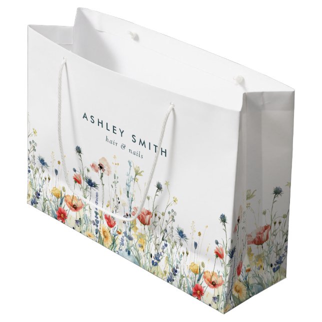 Lebhaftes Wildblume-Business Große Geschenktüte (Vorderseite Schrägansicht)