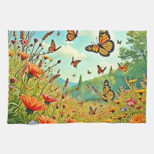 Lebhaftes Wildblume Butterfly Joy Design Geschirrtuch
