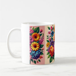 Lebhaftes Zinnias- und Cosmos-Blumendesign Kaffeetasse