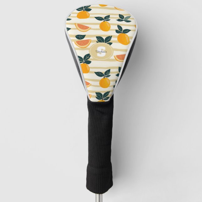 Lebhaftes Zitrusfrüchtemuster mit grünen Blätter ( Golf Headcover (Vorderseite)
