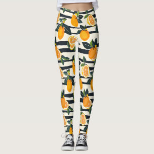 Lebhaftes Zitrusfrüchtemuster mit grünen Blätter ( Leggings