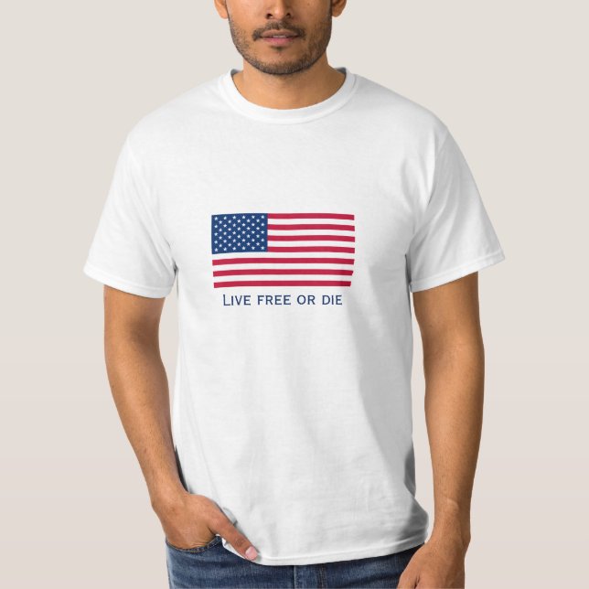 "Lebhaftfreies oder die" amerikanische T-Shirt (Vorderseite)