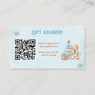 Lebkuchen Blau Baby Shower Geschenkliste QR Begleitkarte