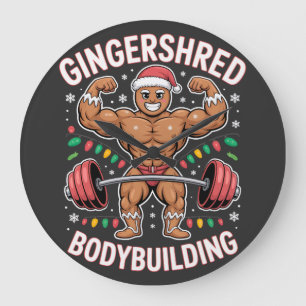 Lebkuchen-Bodybuilding-Weihnachts-Gym Große Wanduhr