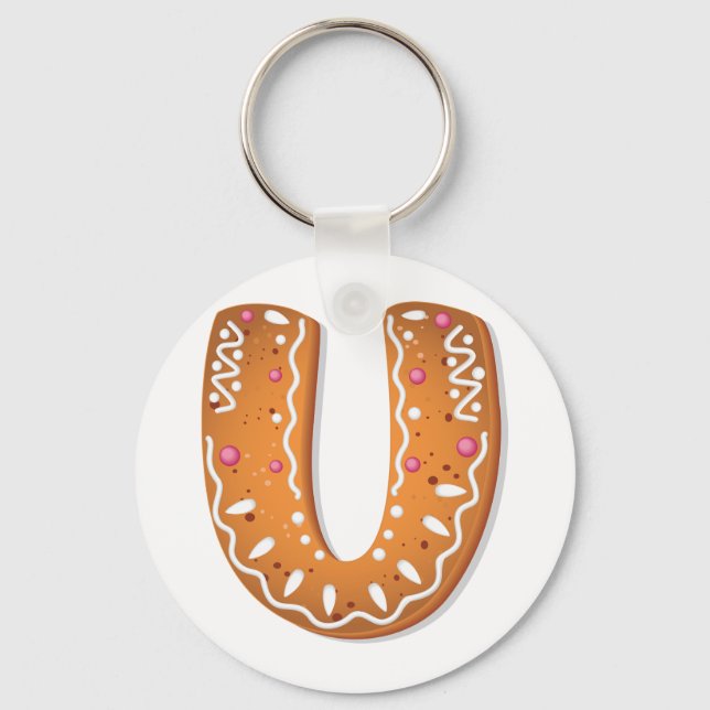 Lebkuchen-Buchstabe U-Monogramm-Feiertags-Keks Schlüsselanhänger (Vorderseite)