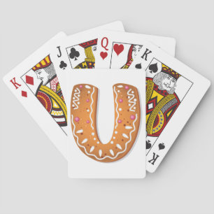 Lebkuchen-Buchstabe U-Monogramm-Feiertagsplätzchen Spielkarten