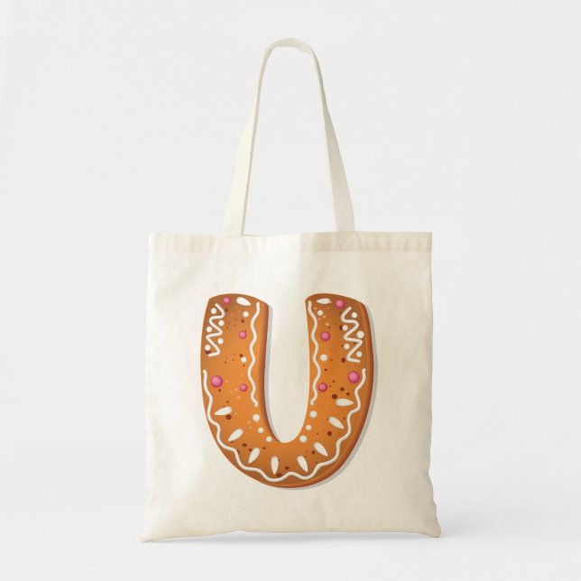 Lebkuchen Buchstabe U Monogramm Weihnachtsplätzche Tragetasche (Vorne)