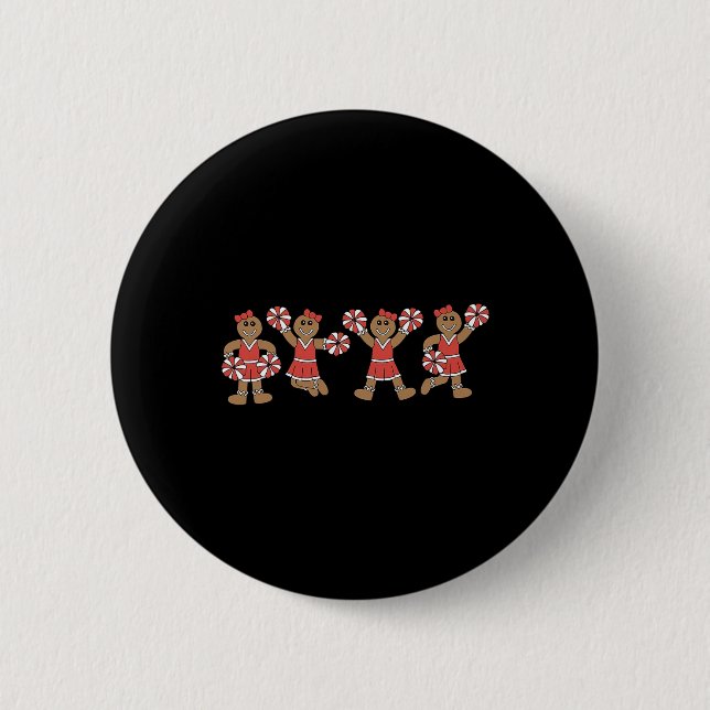 Lebkuchen-Cheerleader-Team Cheerleading Weihnachte Button (Vorderseite)