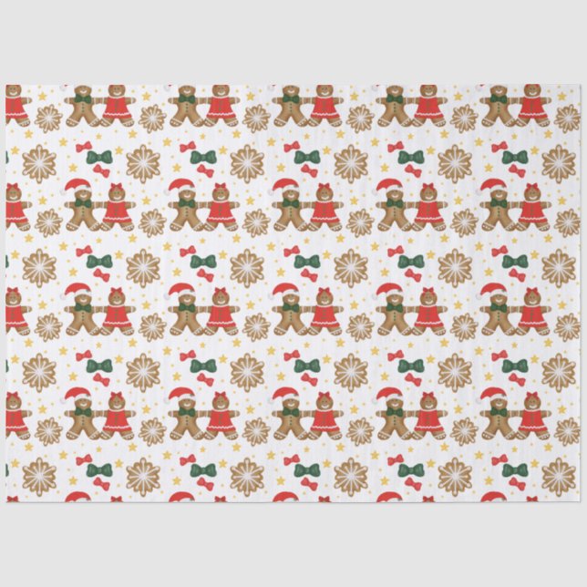 Lebkuchen-Cookie-Muster Weihnachten Seidenpapier (Vorderseite)