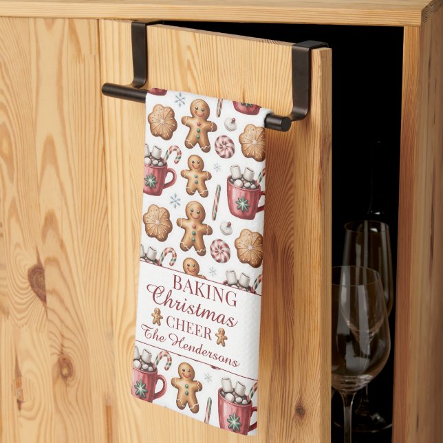 Lebkuchen-Cookie-Mustername Weihnachten Feiertag Geschirrtuch (Drittel gefaltet)