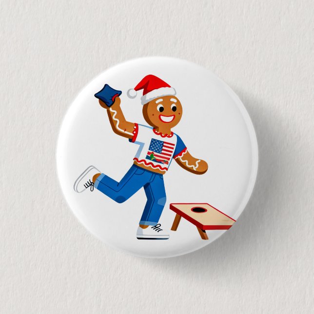 Lebkuchen Cornhole Weihnachten 2026 Feier Tailga Button (Vorderseite)