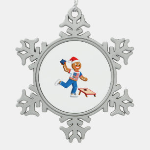 Lebkuchen Cornhole Weihnachten 2026 Feier Tailga Schneeflocken Zinn-Ornament