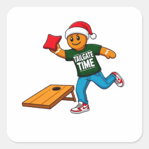 Lebkuchen Cornhole Weihnachten Sport Urlaub Quadratischer Aufkleber