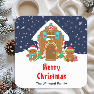 Lebkuchen Dekorieren Party Navy Blue und Red Rechteckiger Pappuntersetzer