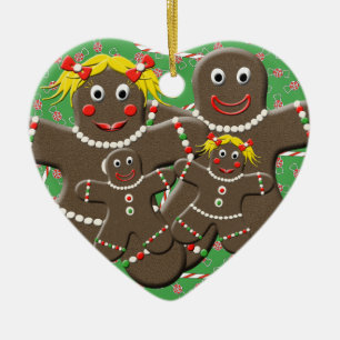 Lebkuchen-Familie Keramik Ornament