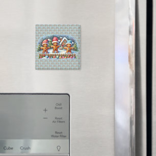 Lebkuchen-Familie Schneebedeckte Weihnachtsszene Magnet