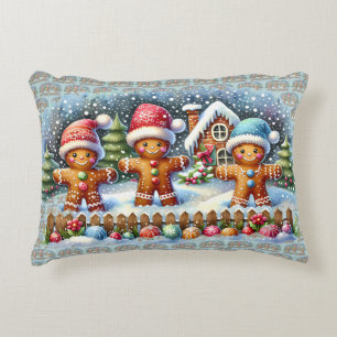 Lebkuchen-Familie Schneelandschaft Weihnachten Dekokissen