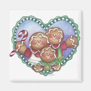 Lebkuchen-Familien-Herz-Magnet Magnet