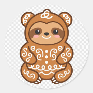 Lebkuchen-Faultier Weihnachten Runder Aufkleber