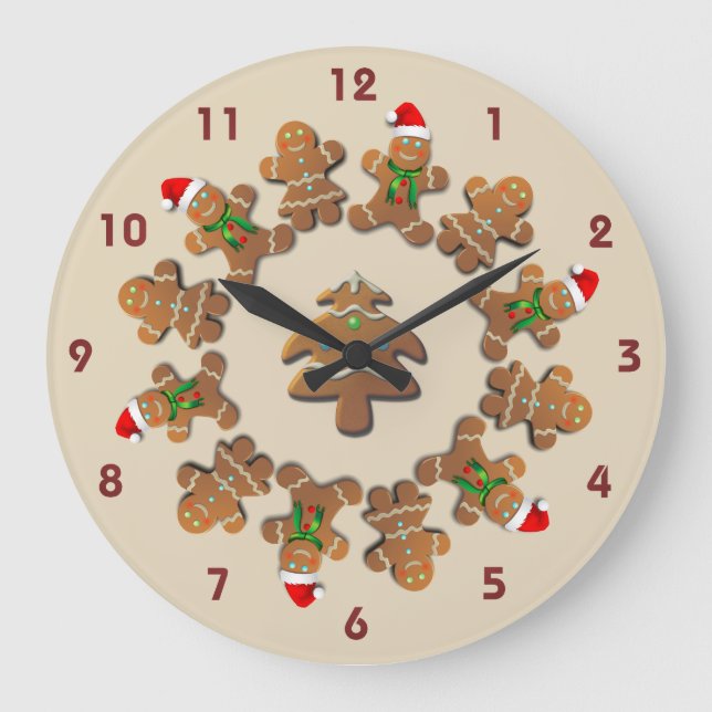 Lebkuchen feiern Weihnachten Große Wanduhr (Vorderseite)