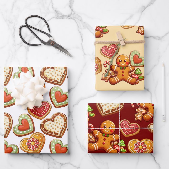 Lebkuchen Geschenkpapier Set (Vorderseite)