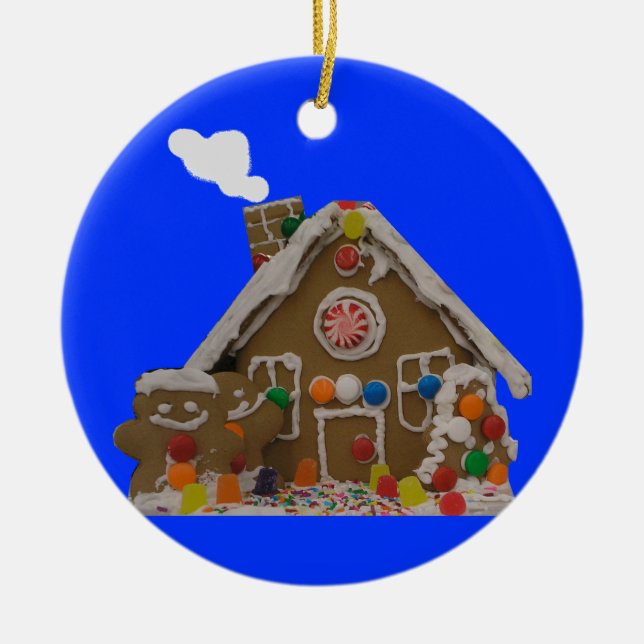 Lebkuchen-Haus-Foto Keramikornament (Vorne)