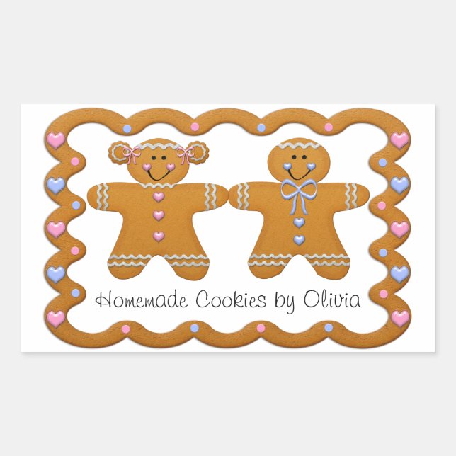 Lebkuchen ~ hausgemachte Cookies Individuelle Name Rechteckiger Aufkleber (Vorderseite)
