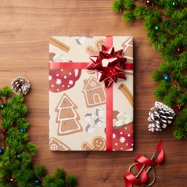 Lebkuchen & Heiße Schokolade Geschenkpapier (Feiertagsgeschenk)