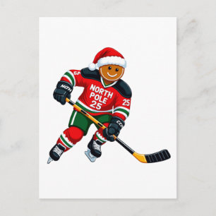 Lebkuchen-Hockey-Weihnachten 2026 Feiertags-Sport Feiertagspostkarte