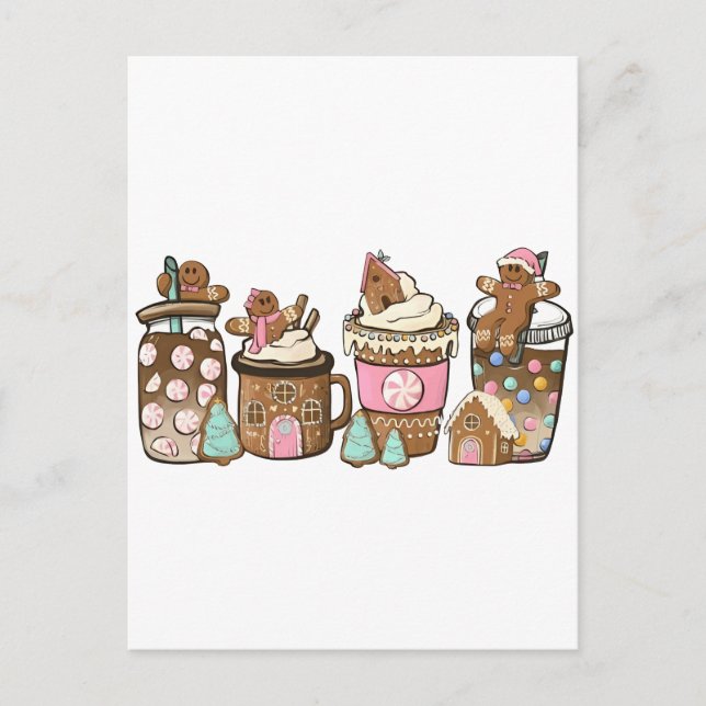 Lebkuchen in heißem Kakao Weihnachtsliebhaber Einladungspostkarte (Vorderseite)