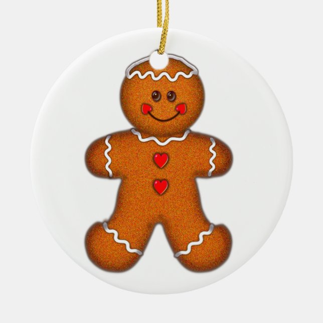 LEBKUCHEN-JUNGE durch SHARON SHARPE Keramik Ornament (Vorne)