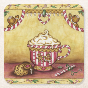 Lebkuchen-Kaffeuntersetzer Rechteckiger Pappuntersetzer