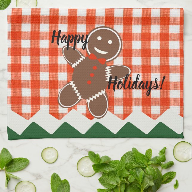 Lebkuchen Karo Gingham Geschirrtuch (Gefaltet)