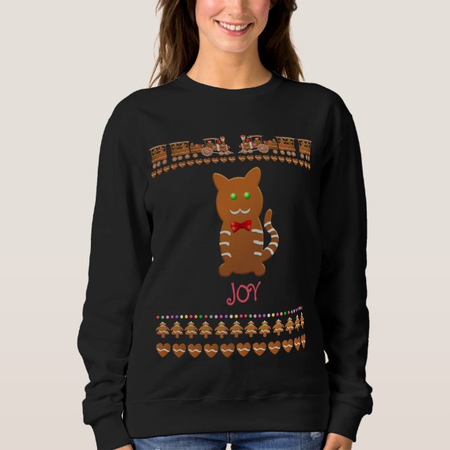 Lebkuchen-Katze mit einem roten Bogen Sweatshirt (Vorderseite)