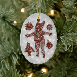 Lebkuchen-Katze und Kekse Weihnachtsbaum-Ornament Keramik Ornament