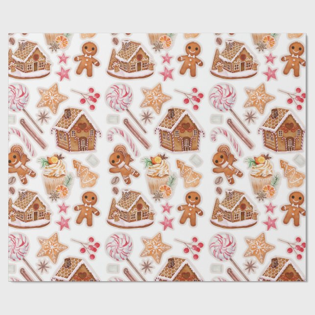 Lebkuchen Kekse Candyland Geschenkpapier (Flach)