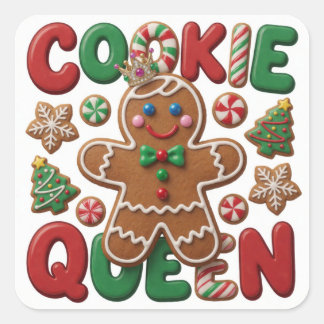 Lebkuchen-Königin-Festliche Weihnachtsfreude Quadratischer Aufkleber