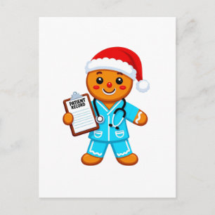 Lebkuchen-Krankenschwester Weihnachten 2026 Feiert Postkarte