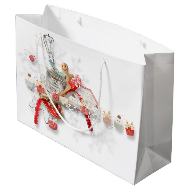 Lebkuchen-Küchen-Collagen-Geschenk-Tasche Große Geschenktüte (Rückseite Schrägansicht)