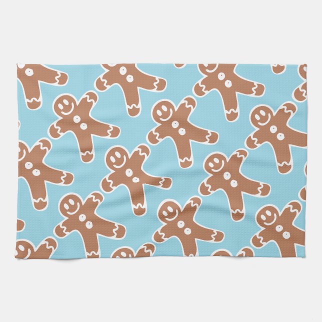 Lebkuchen-Mann auf Blau Küchentuch (Horizontal)