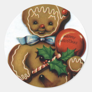 Lebkuchen-Mann-Feiertags-Aufkleber KRW Vintager Runder Aufkleber
