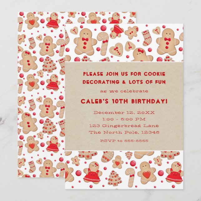 Lebkuchen Mann gebackene Kekse Rustikale Whimsical Einladung (Vorne/Hinten)