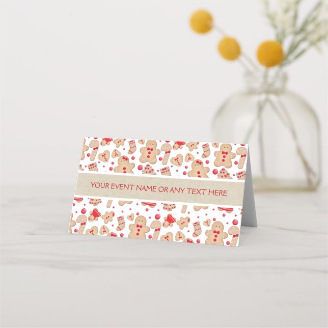 Lebkuchen Mann gebackene Kekse Rustikale Whimsical Platzkarte (Vorderseite)