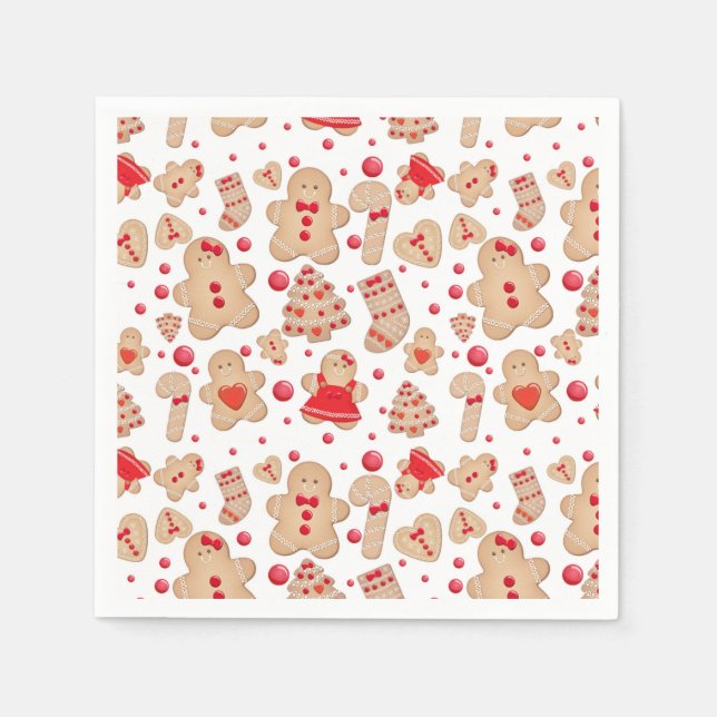 Lebkuchen Mann gebackene Kekse Rustikale Whimsical Serviette (Vorderseite)